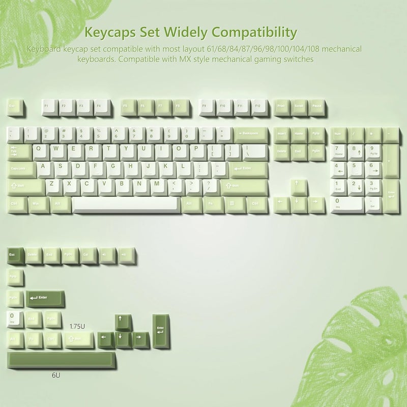 Womier Matcha Green Keycaps PBT, Jelly Keycaps 60 75 100 Percent, Translucent Jade Key caps Custom 127 Keys, Cherry Profile for 61/68/84/87/98/100 Cherry Gateron MX Mechanical Gaming Keyboards - Image 4